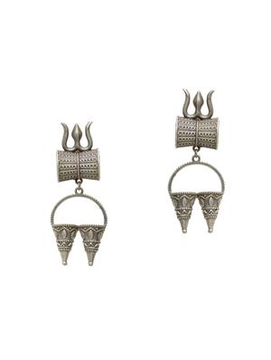 silver brass drop earring - 17012111 - Standard Image - 2