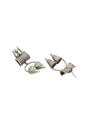 silver brass drop earring - 17012111 - Standard Image - 3