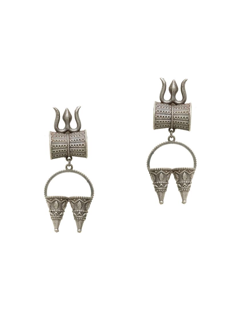 silver brass drop earring - 17012111 - Zoom Image - 2