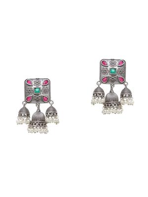silver brass jhumka earring - 17012115 - Standard Image - 2