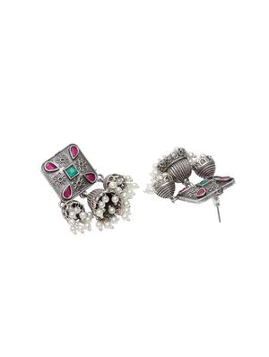 silver brass jhumka earring - 17012115 - Standard Image - 3