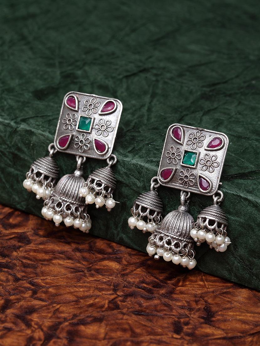 silver brass jhumka earring - 17012115 - Zoom Image - 1