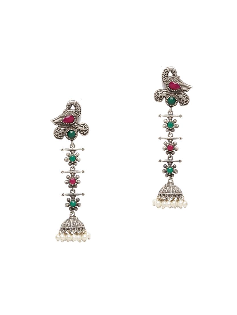 multi colored brass jhumka earring - 17012117 - Zoom Image - 2