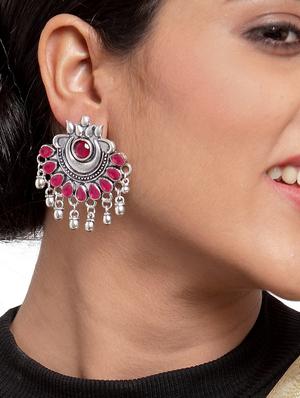pink brass drop earring - 17012134 - Standard Image - 4