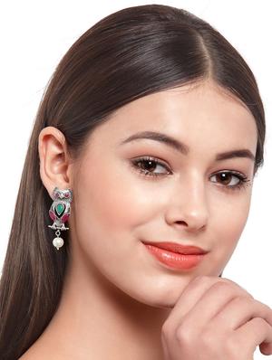 red brass drop earring - 17012138 - Standard Image - 4