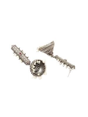 silver brass jhumka earring - 17012139 - Standard Image - 3