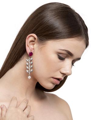 pink brass drop earring - 17012141 - Standard Image - 4
