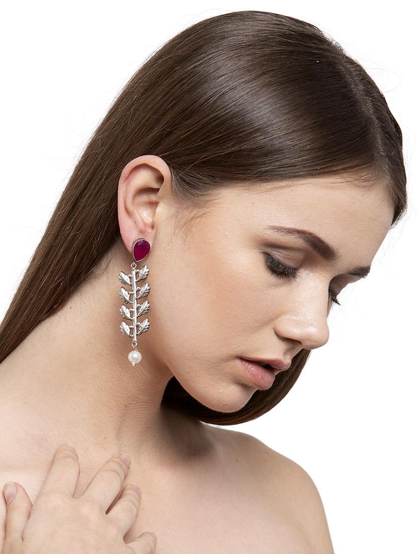 pink brass drop earring - 17012141 - Zoom Image - 4