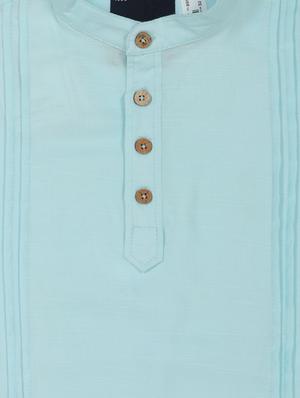 blue cotton kurta - 17012968 - Standard Image - 3