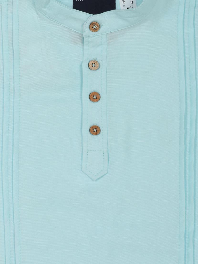 blue cotton kurta - 17012968 - Zoom Image - 3