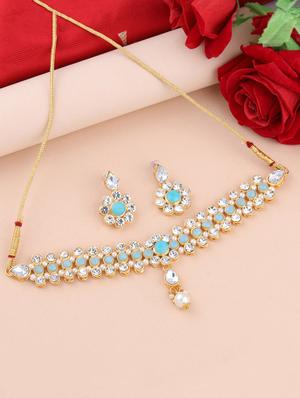 blue metal choker necklace - 17013366 - Standard Image - 2
