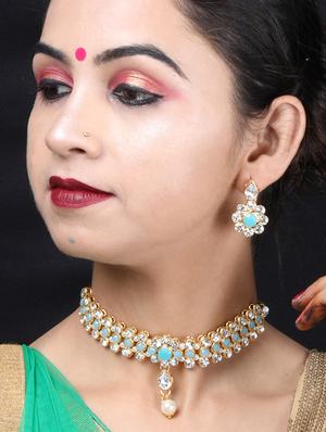 blue metal choker necklace - 17013366 - Standard Image - 3