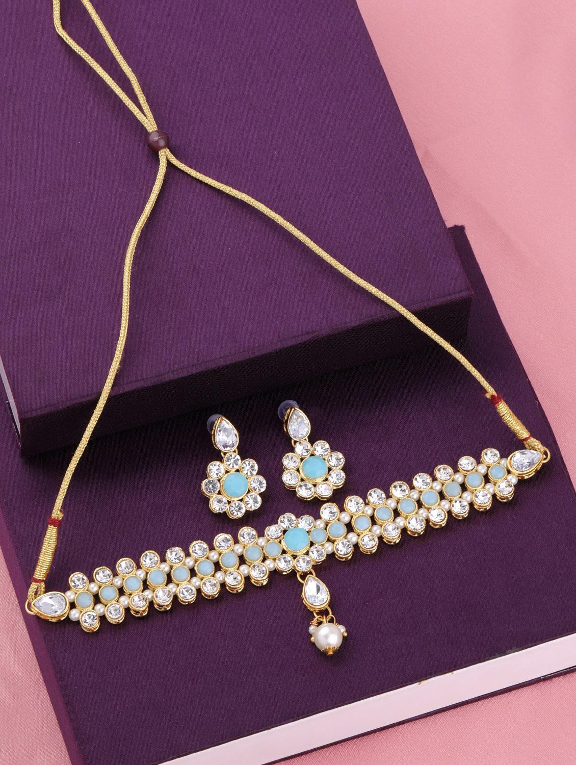 blue metal choker necklace - 17013366 - Zoom Image - 1