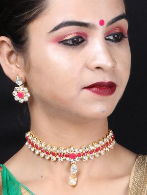 red metal choker necklace - 17013367 - Standard Image - 3