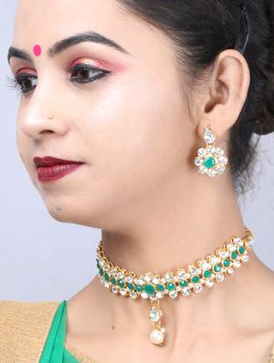 green metal choker necklace - 17013370 - Standard Image - 3