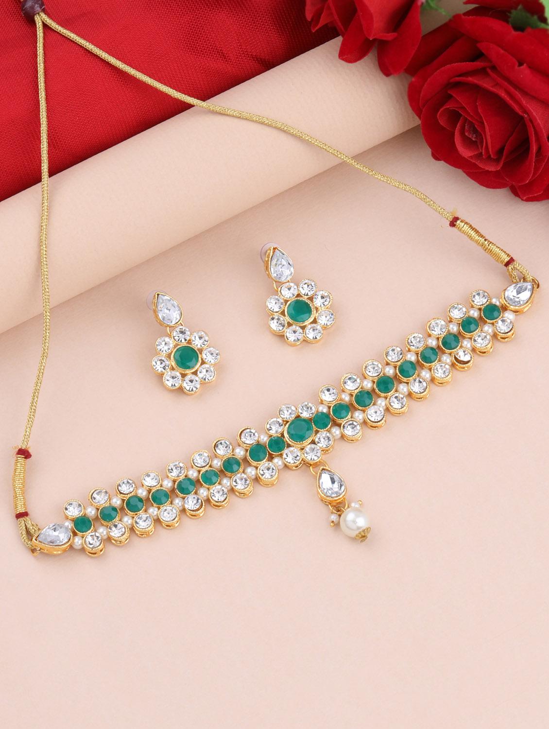 green metal choker necklace - 17013370 - Zoom Image - 2