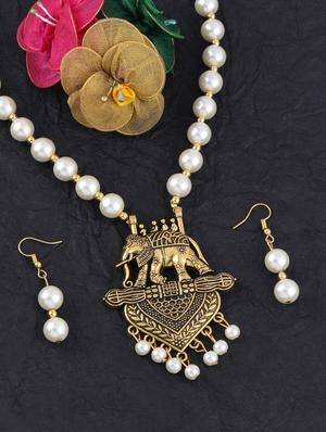 gold metal long necklace - 17013391 - Standard Image - 2