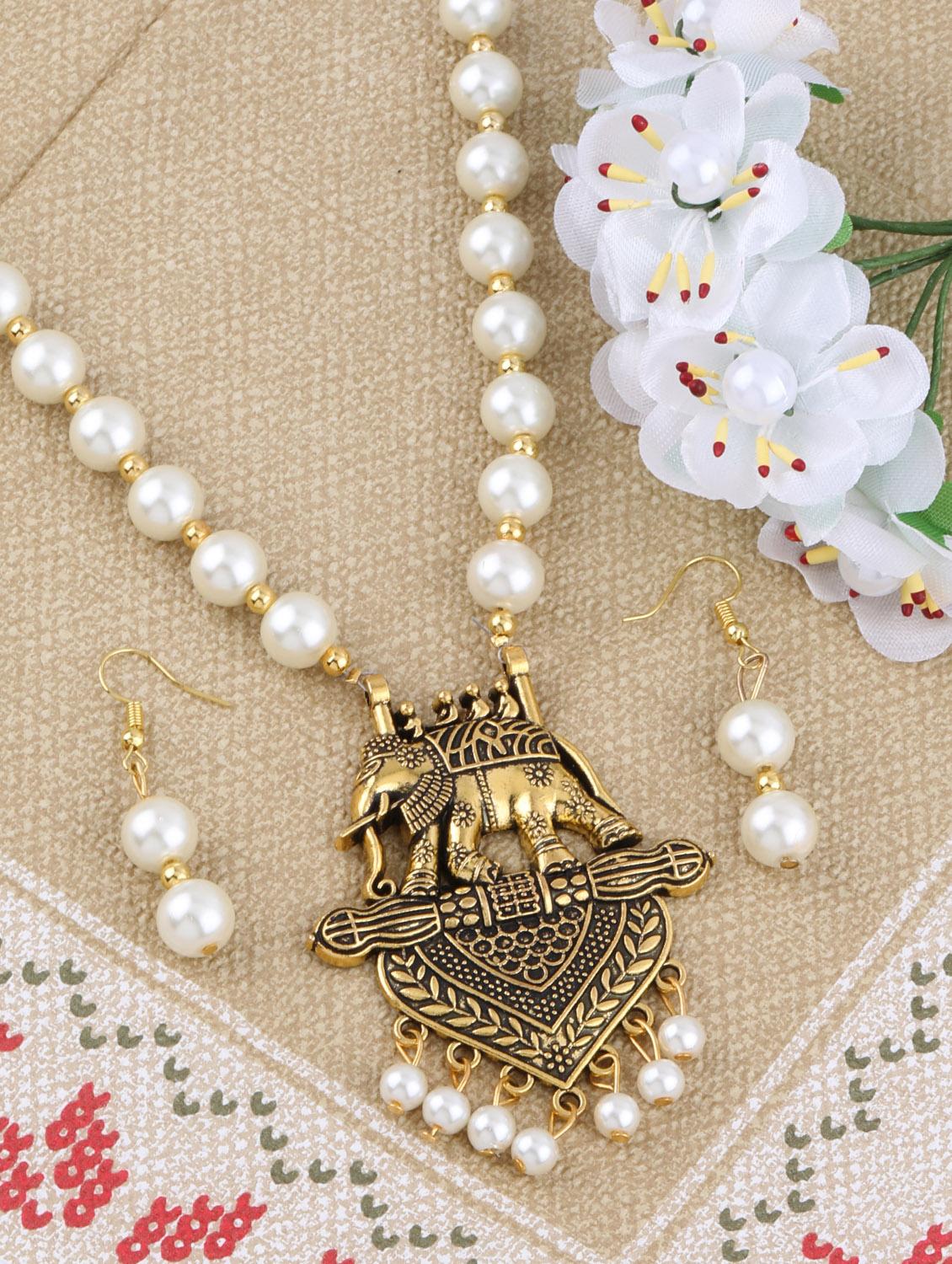 gold metal long necklace - 17013391 - Zoom Image - 4