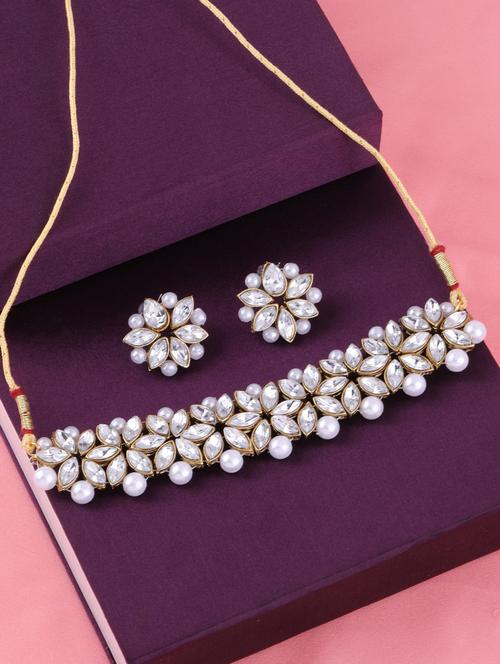 silver metal choker necklace - 17013393 - Standard Image - 1