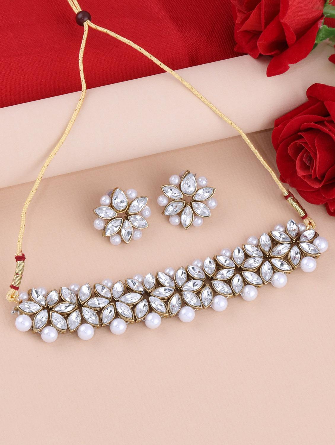 silver metal choker necklace - 17013393 - Zoom Image - 2