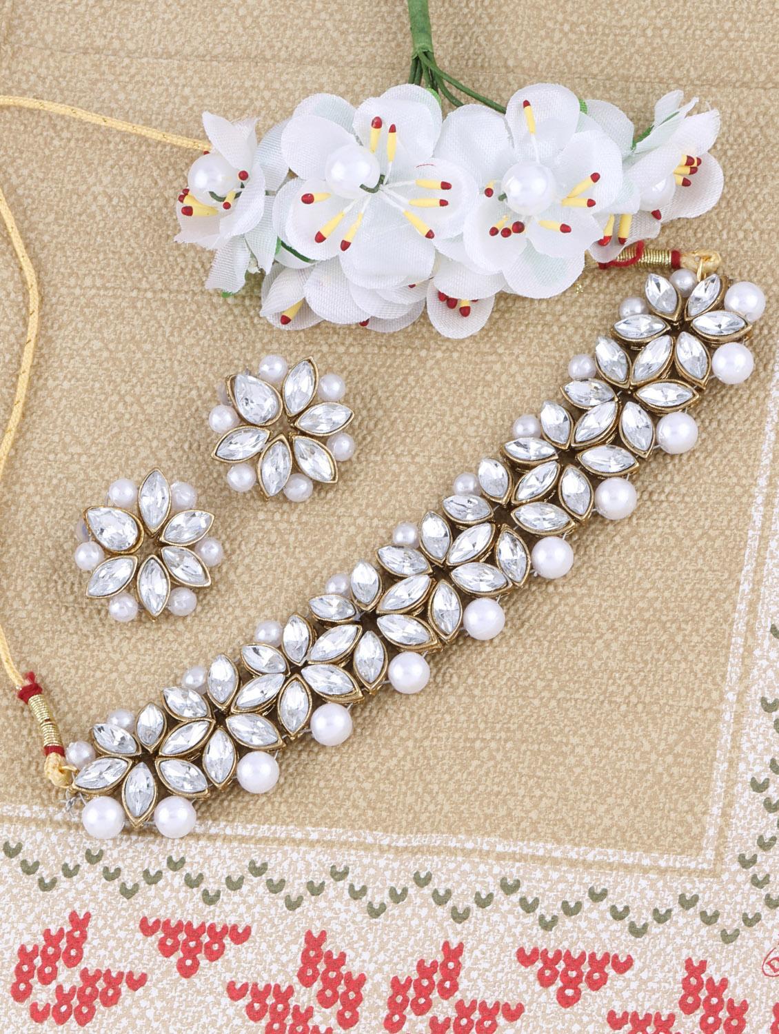 silver metal choker necklace - 17013393 - Zoom Image - 3