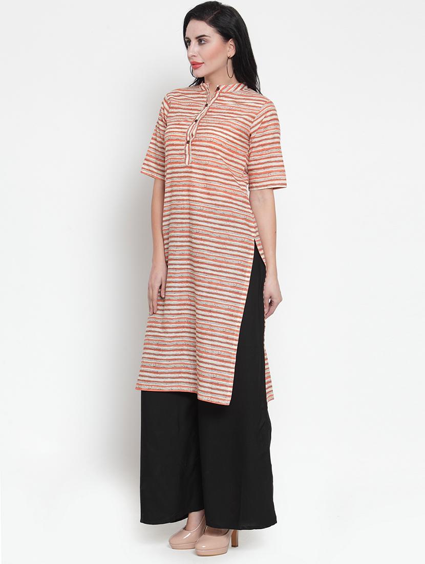 striped kurta palazzo set - 17013589 - Zoom Image - 2