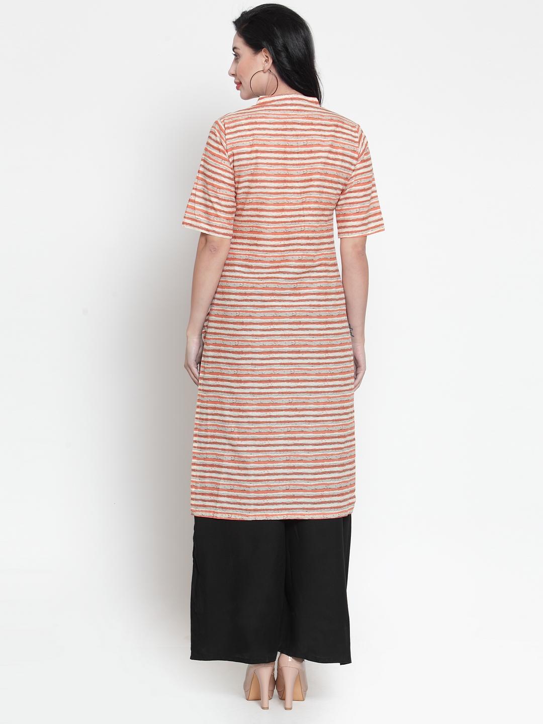 striped kurta palazzo set - 17013589 - Zoom Image - 3