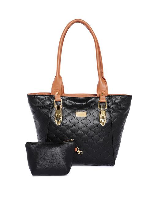 black leatherette (pu) regular handbag - 17013611 - Standard Image - 1
