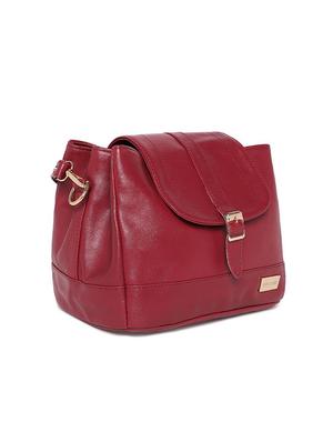 maroon leatherette (pu) regular sling bag - 17013670 - Standard Image - 4