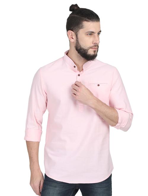 pink solid short kurta - 17014605 - Standard Image - 1