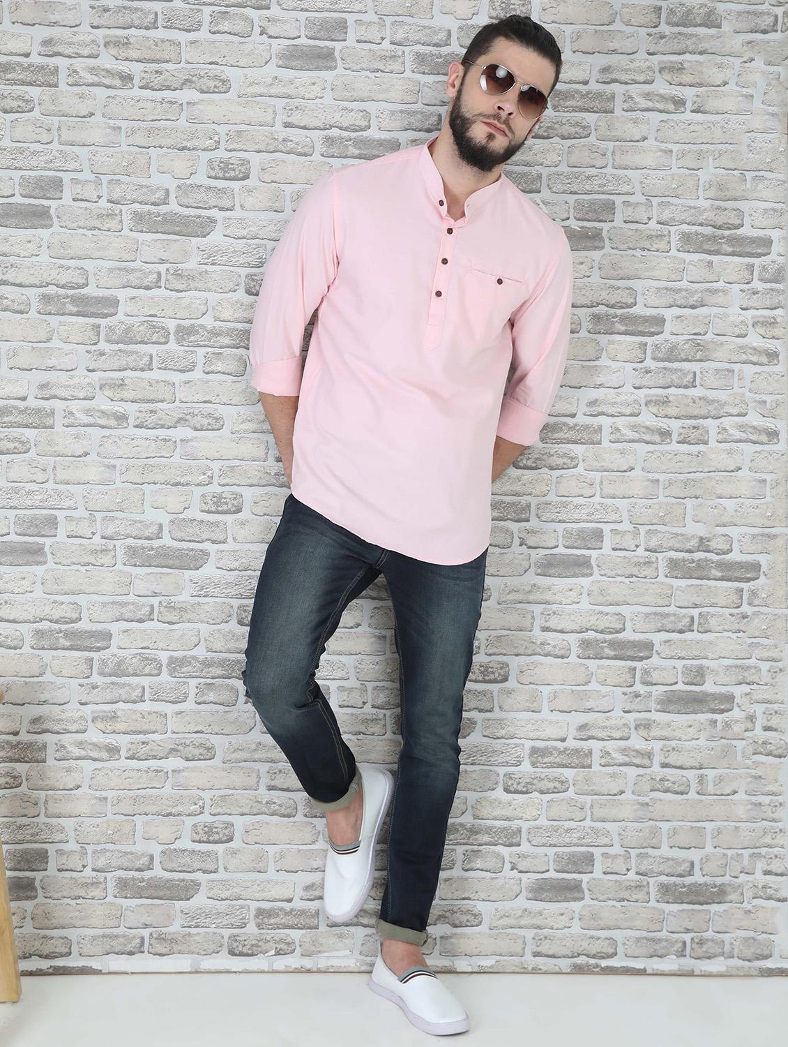 pink solid short kurta - 17014605 - Zoom Image - 4