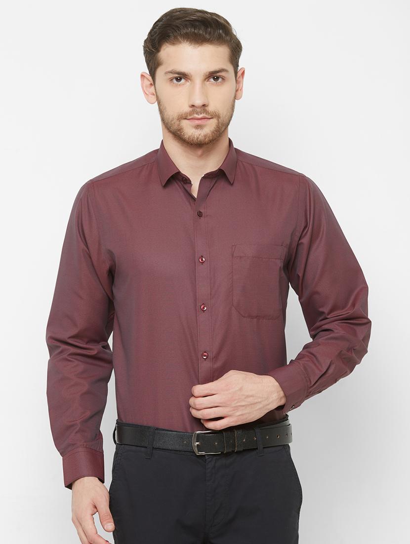 maroon self design formal shirt - 17014659 - Zoom Image - 1