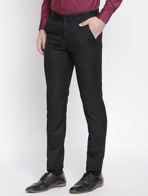 black solid flat front formal trouser - 17014661 - Standard Image - 2