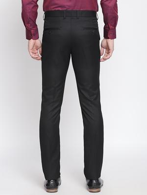 black solid flat front formal trouser - 17014661 - Standard Image - 3