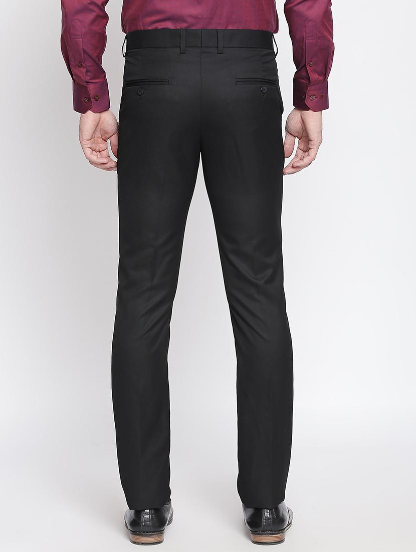 black solid flat front formal trouser - 17014661 - Zoom Image - 3