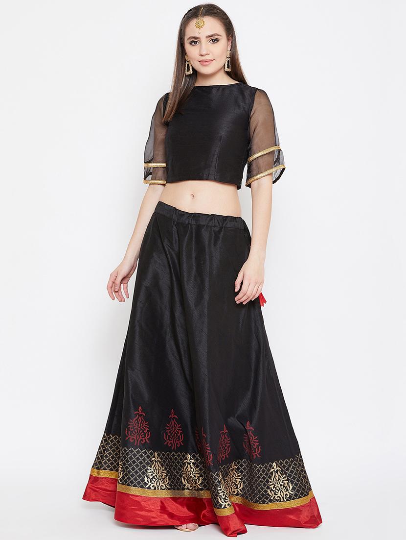 block print flared lehenga - 17014694 - Zoom Image - 1