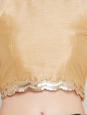 beige dupion solid blouse - 17014709 - Standard Image - 5
