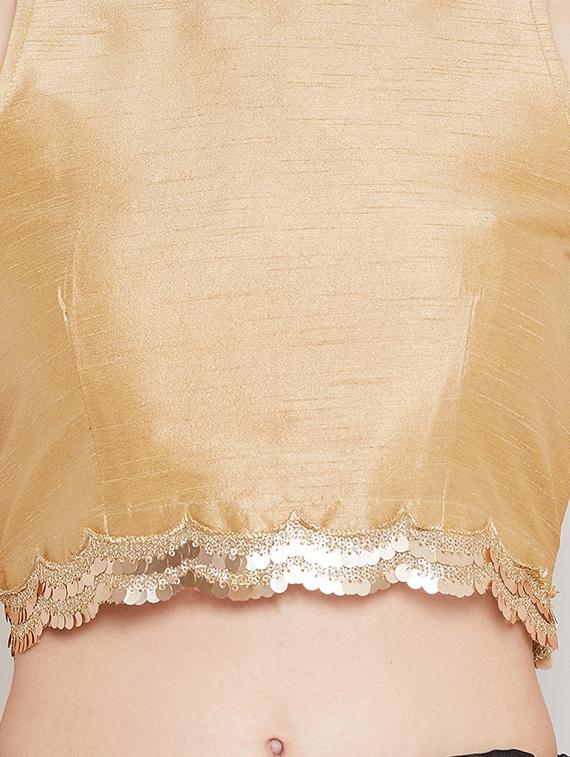 beige dupion solid blouse - 17014709 - Zoom Image - 5