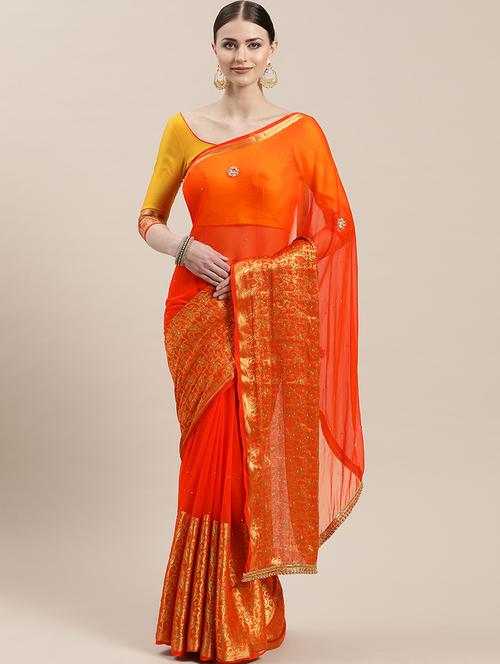 solid banarasi saree with blouse - 17014867 - Standard Image - 1