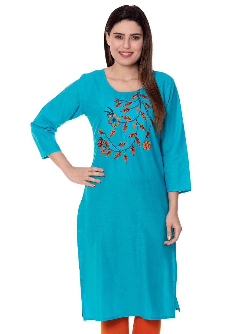 embroidered straight kurta - 17015152 - Zoom Image - 1