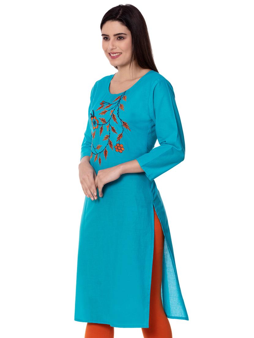 embroidered straight kurta - 17015152 - Zoom Image - 2