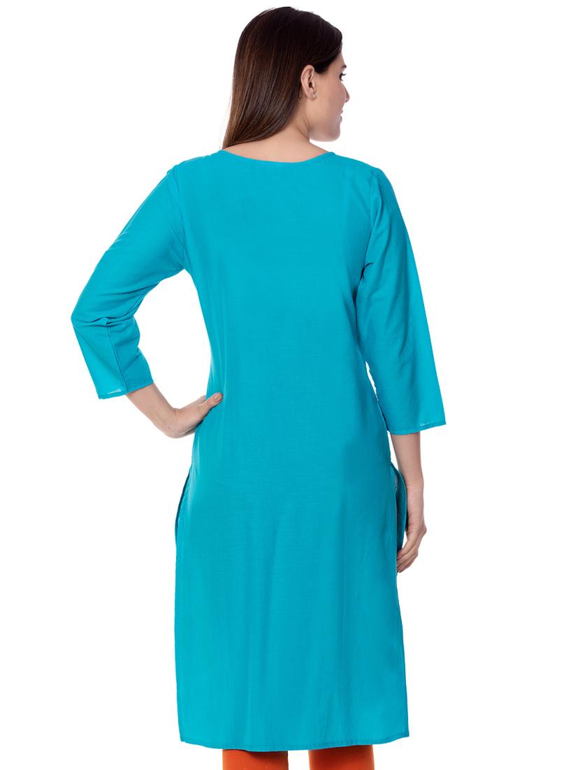 embroidered straight kurta - 17015152 - Zoom Image - 3