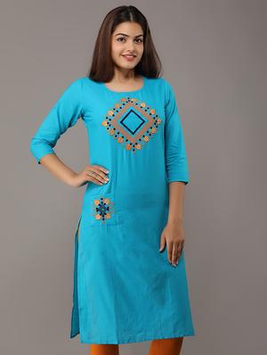 embroidered straight kurta - 17015159 - Standard Image - 2