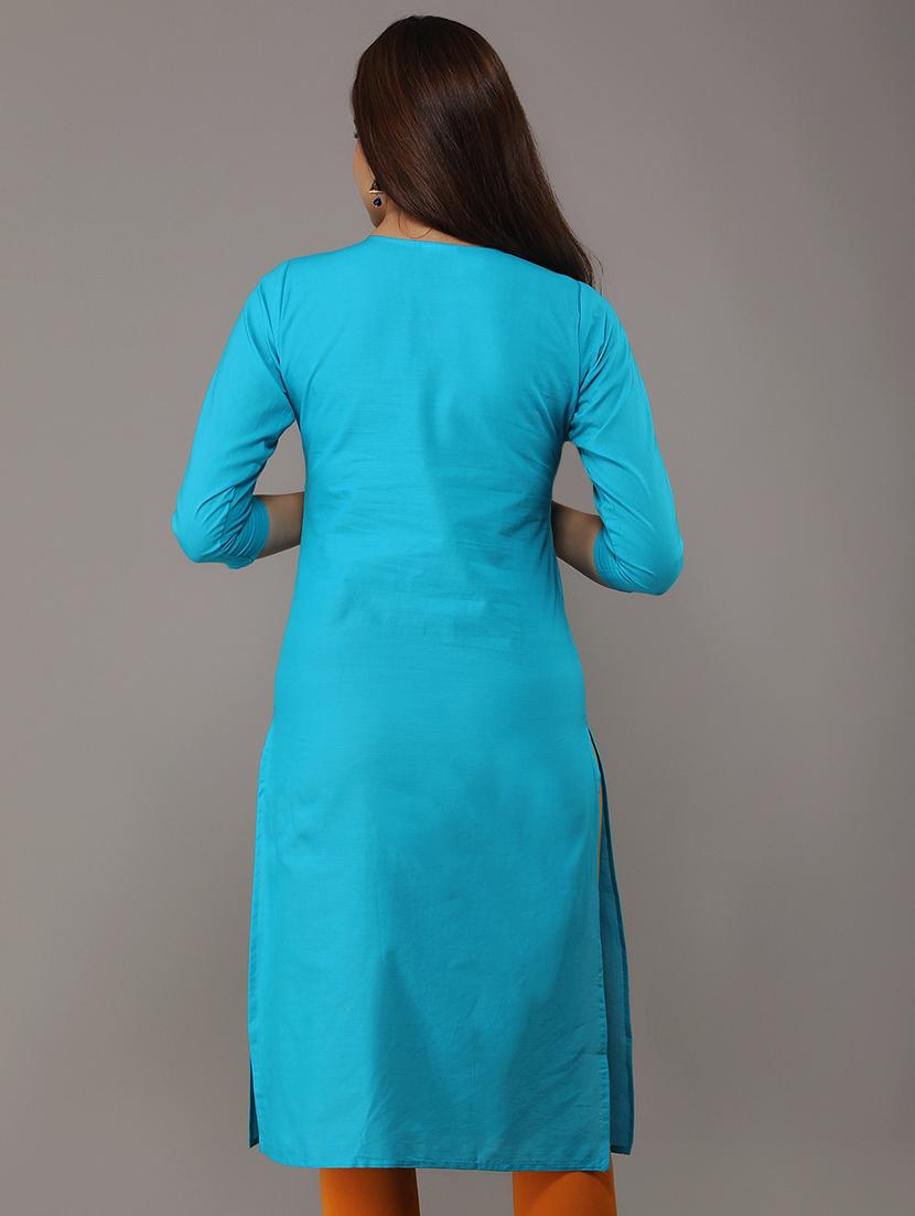 embroidered straight kurta - 17015159 - Zoom Image - 3