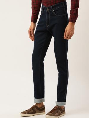 dark blue plain denim jeans - 17015232 - Standard Image - 2