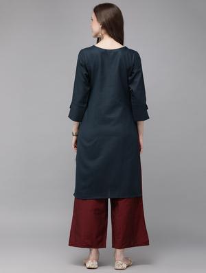 embroidered straight kurta - 17015240 - Standard Image - 3