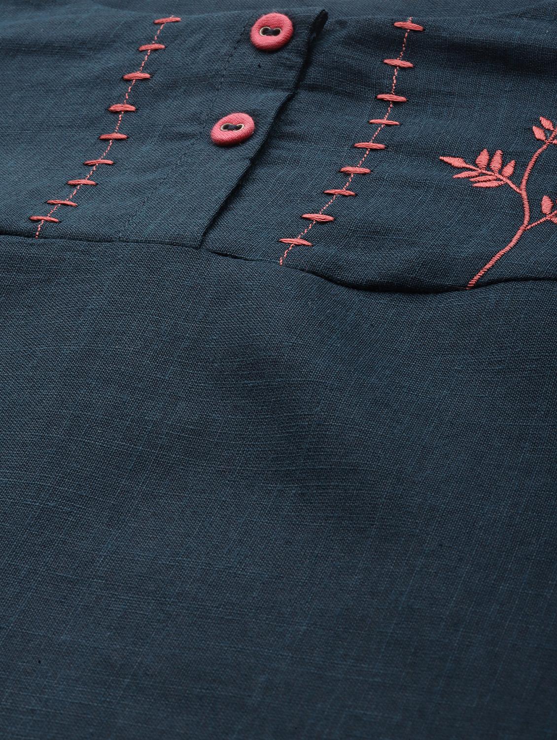 embroidered straight kurta - 17015240 - Zoom Image - 4