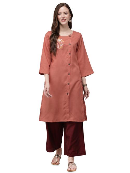 solid straight kurta - 17015241 - Standard Image - 1