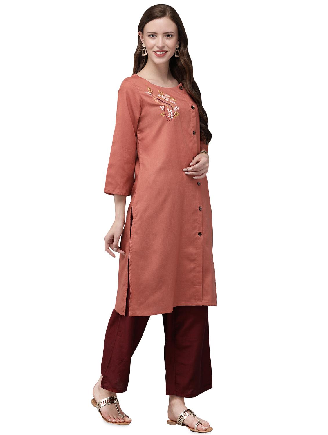 solid straight kurta - 17015241 - Zoom Image - 2