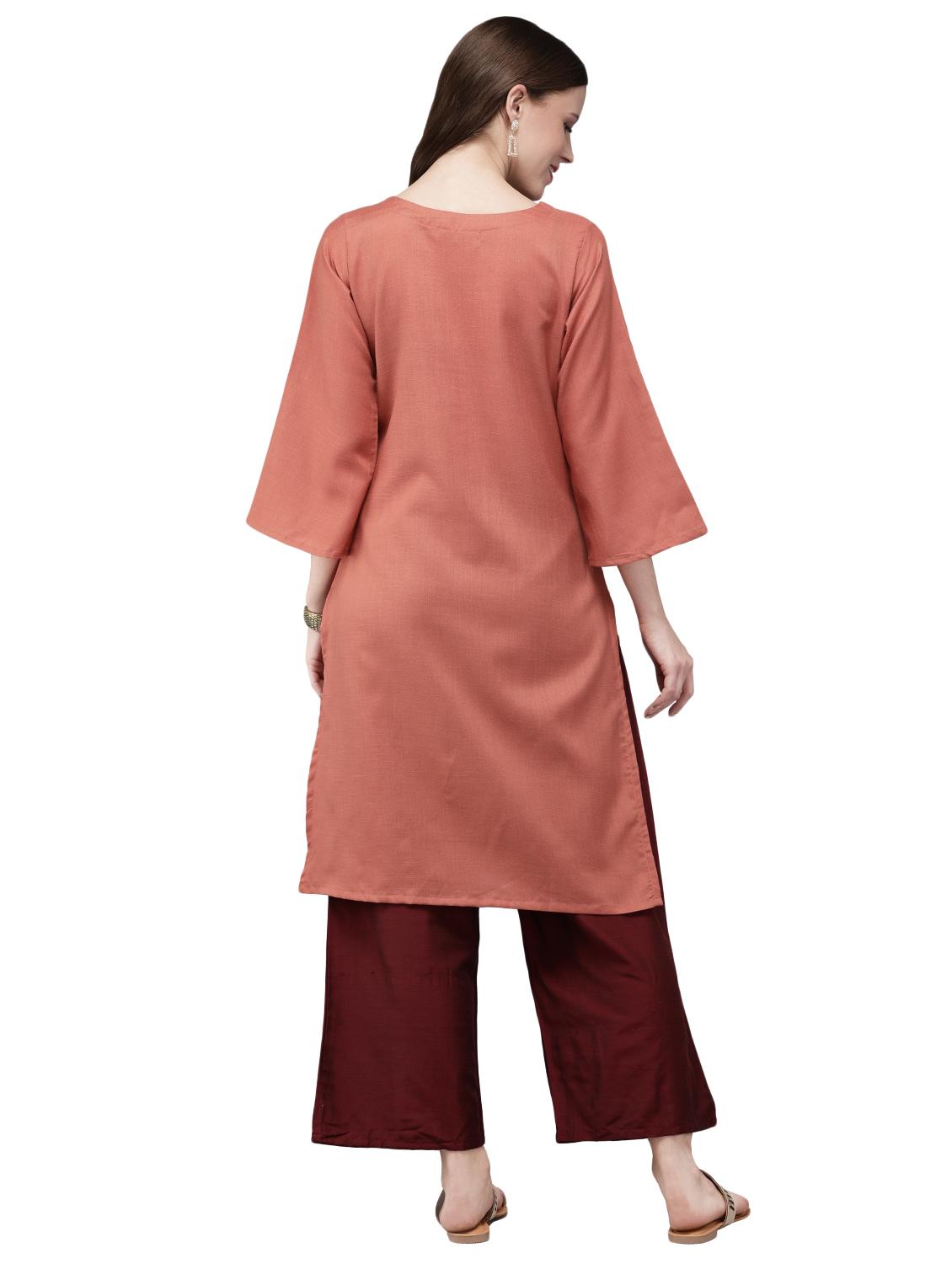 solid straight kurta - 17015241 - Zoom Image - 3